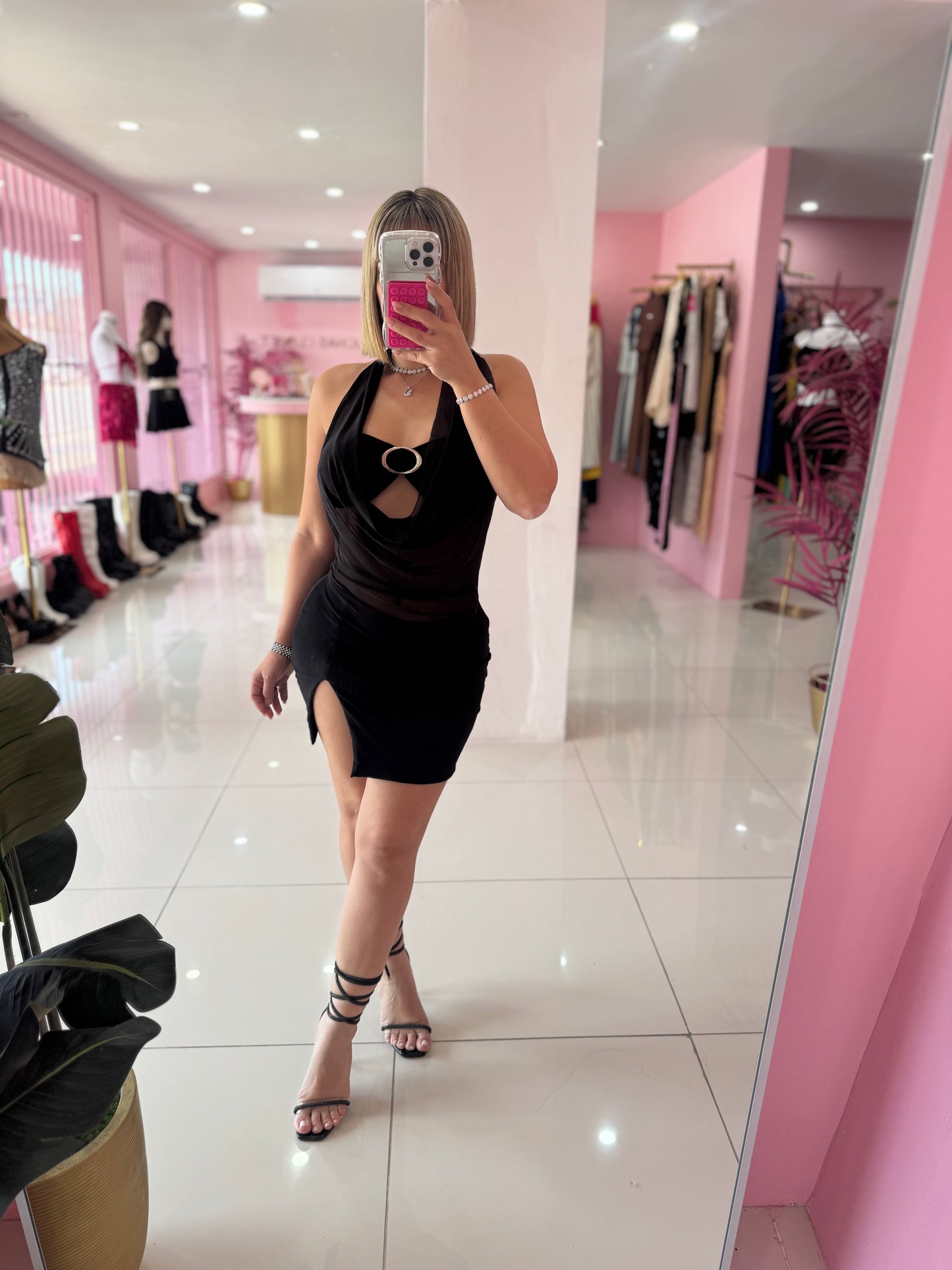 Mesh Halter Dress