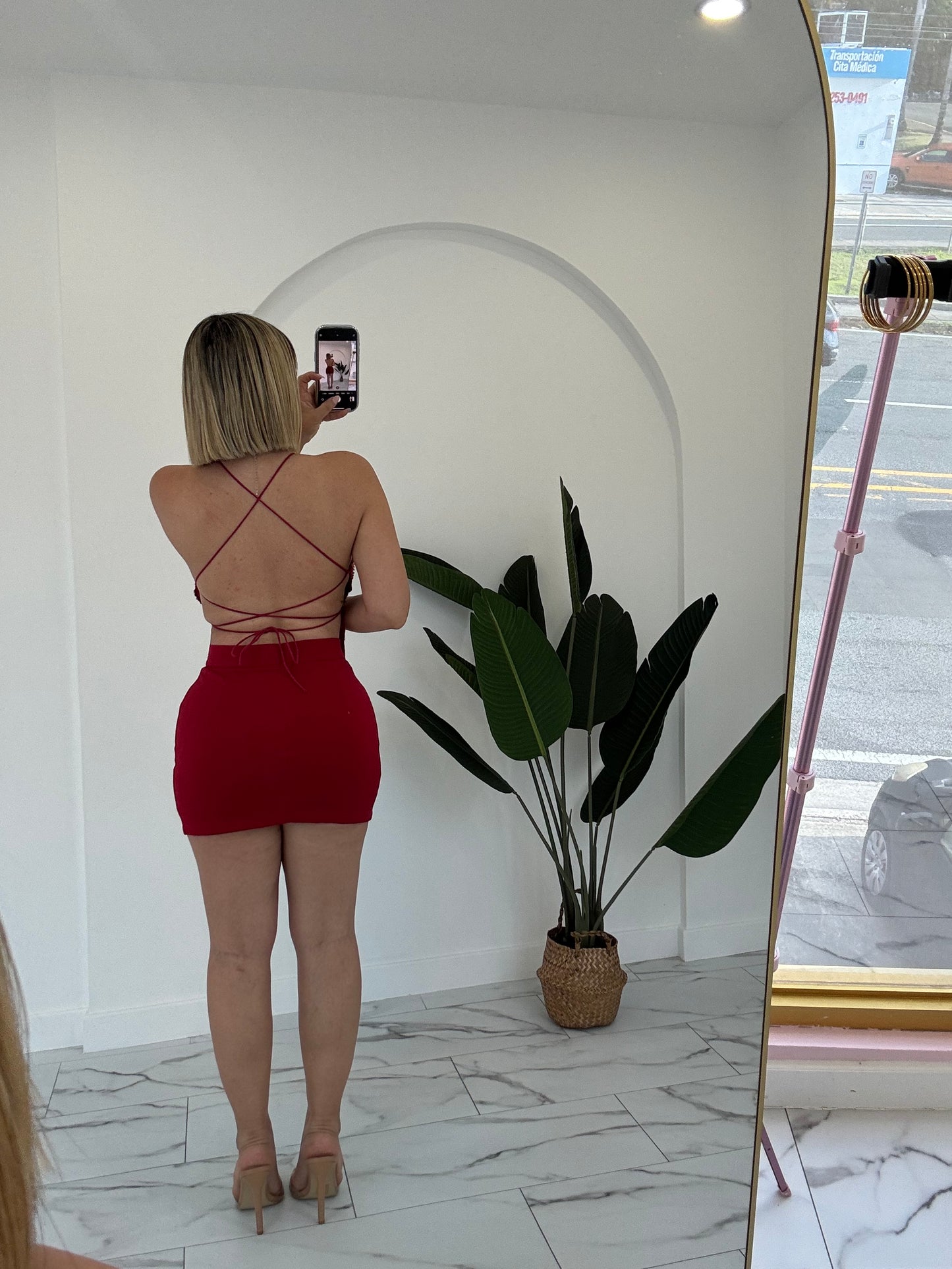 Fancy open back top