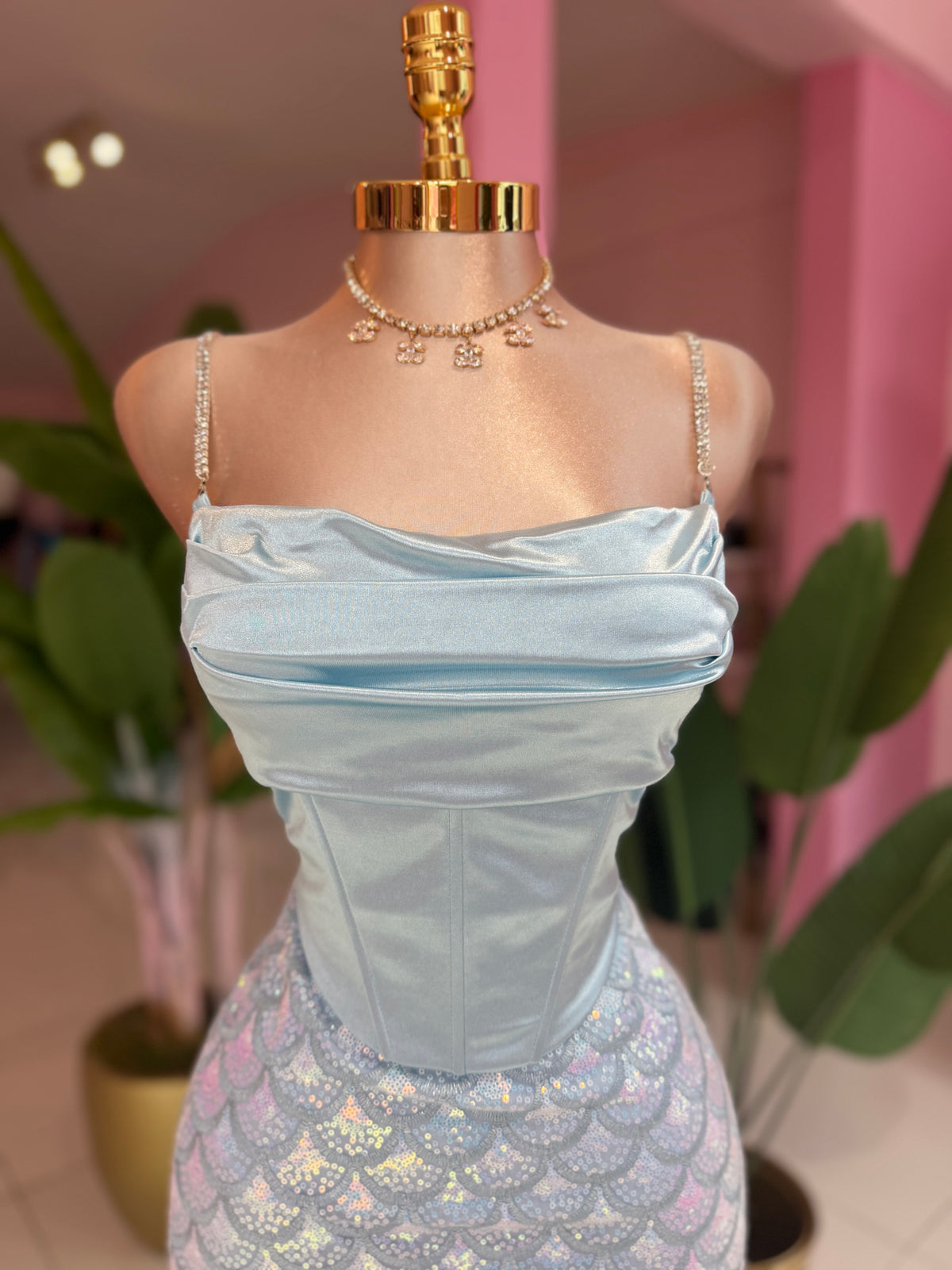 Satin Corset Rhinestone
