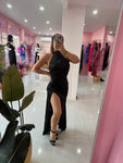 Satin Turtle neck Long dress
