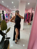 Satin Turtle neck Long dress