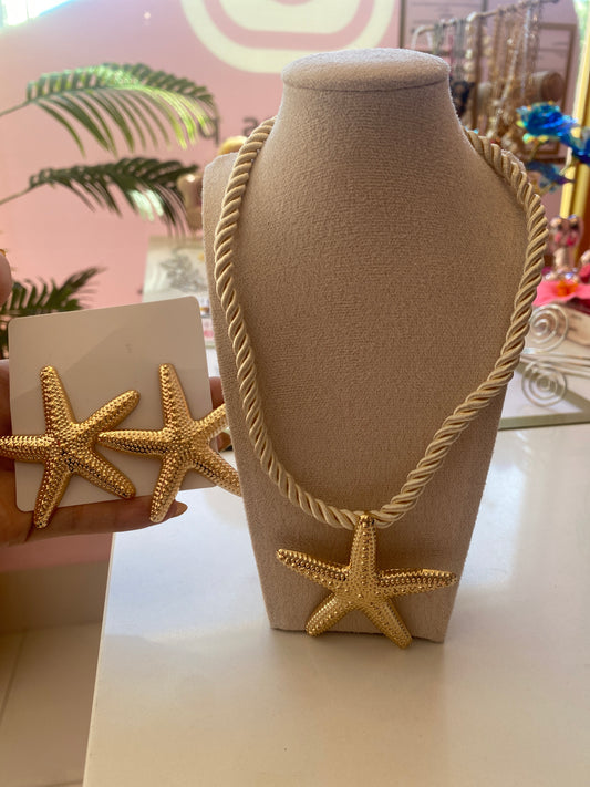 Estrella de mar collar y aros set