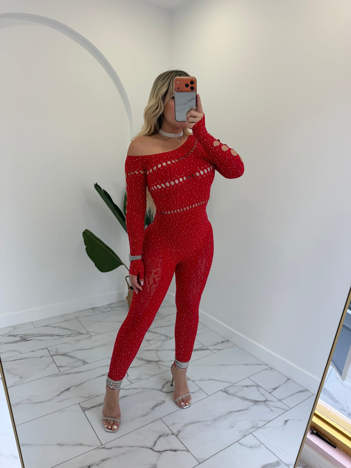 OS Rhinestone Jumpsuit