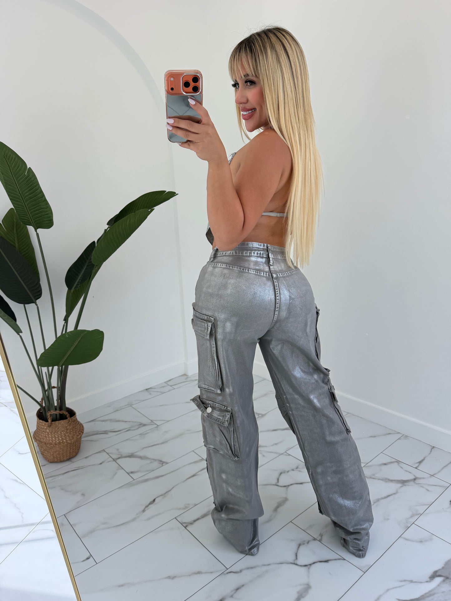 Silver halter top