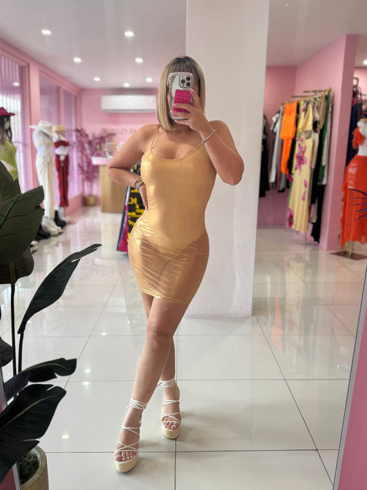 Bodysuit Gold Mesh Dress