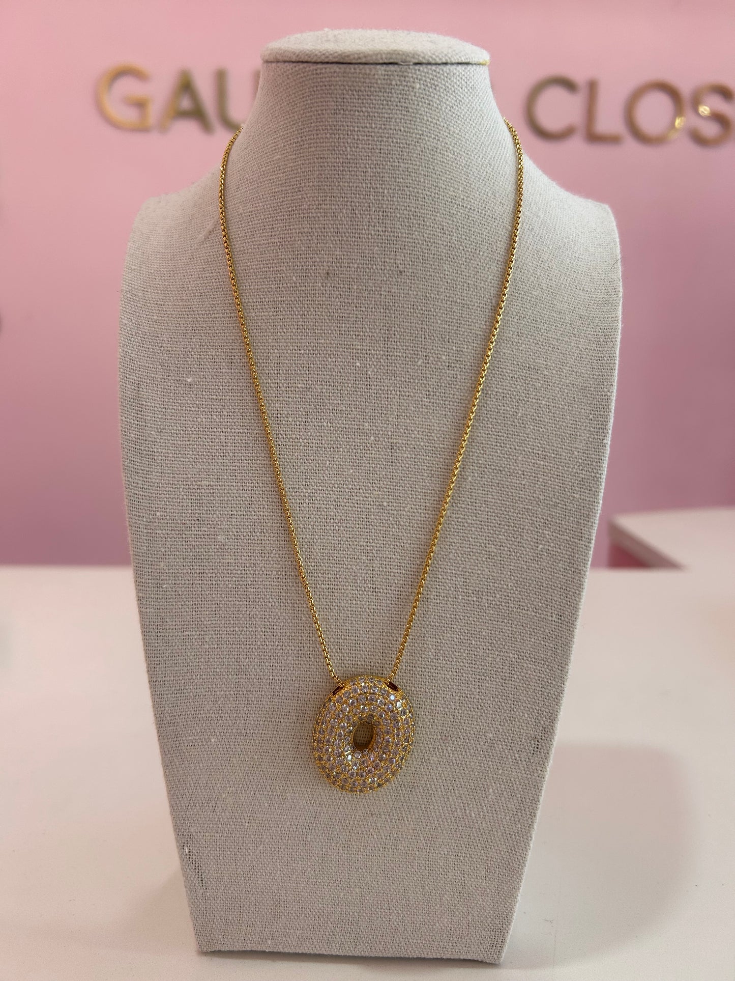 Collar Letra Circonia Stainless Steel