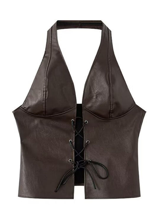 Halter leather top