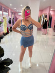 Corset Denim Rhinestone