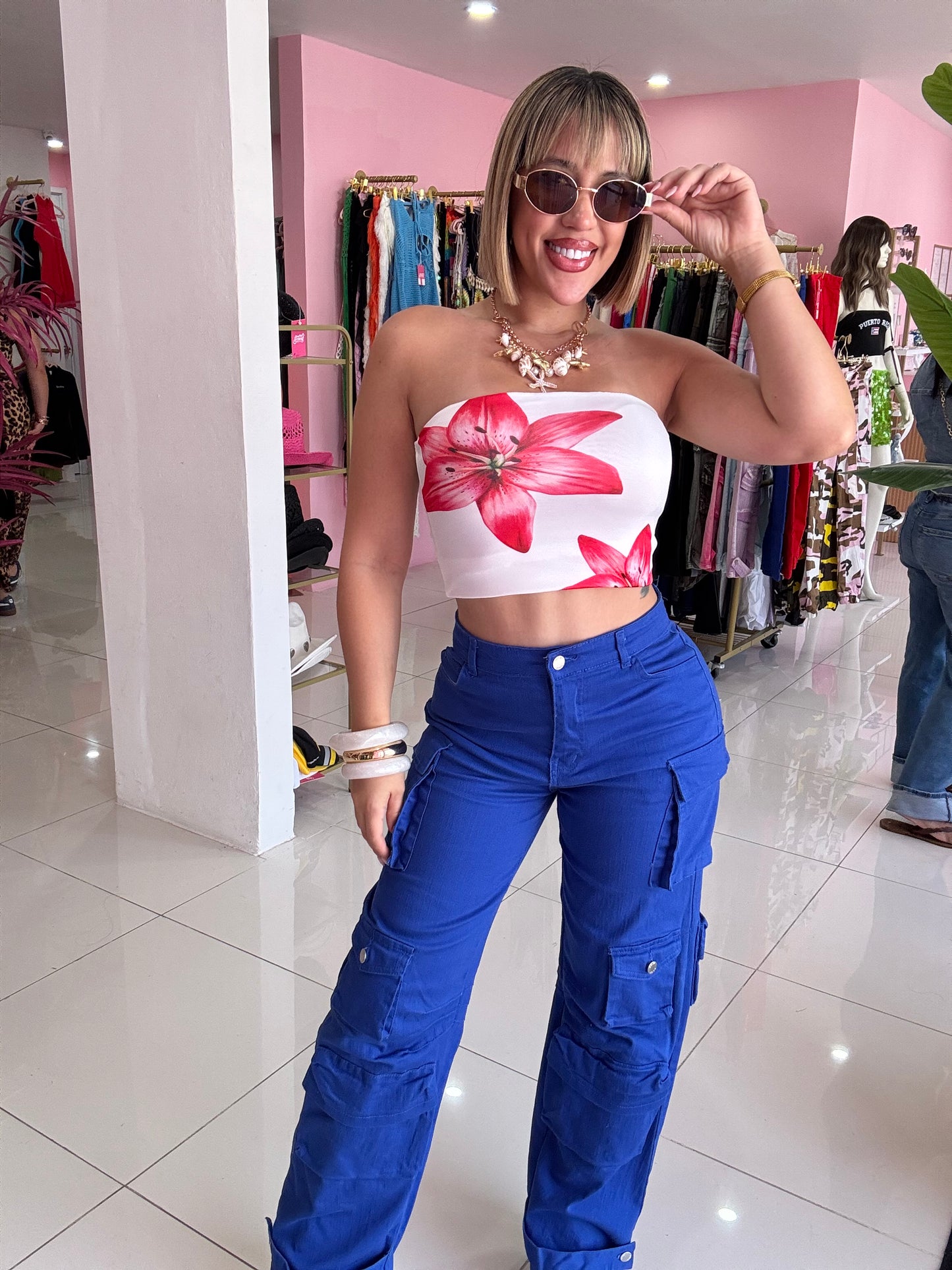 Hibiscus Strapless top