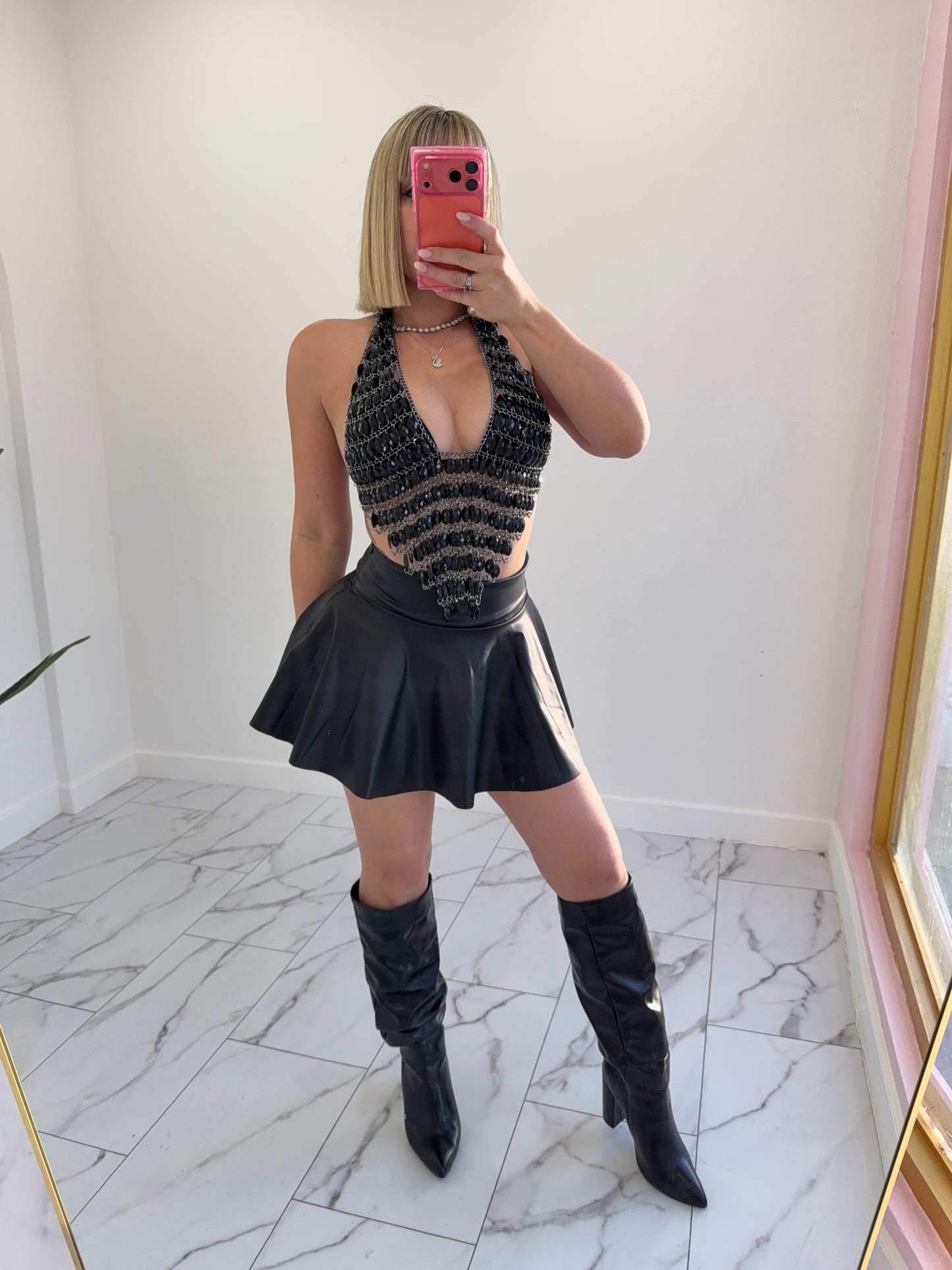 Campana leather skort