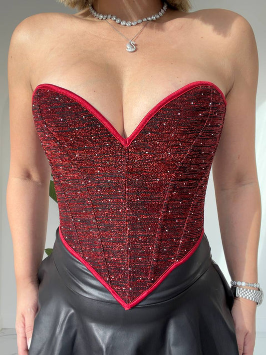 Corset Red Rhinestone