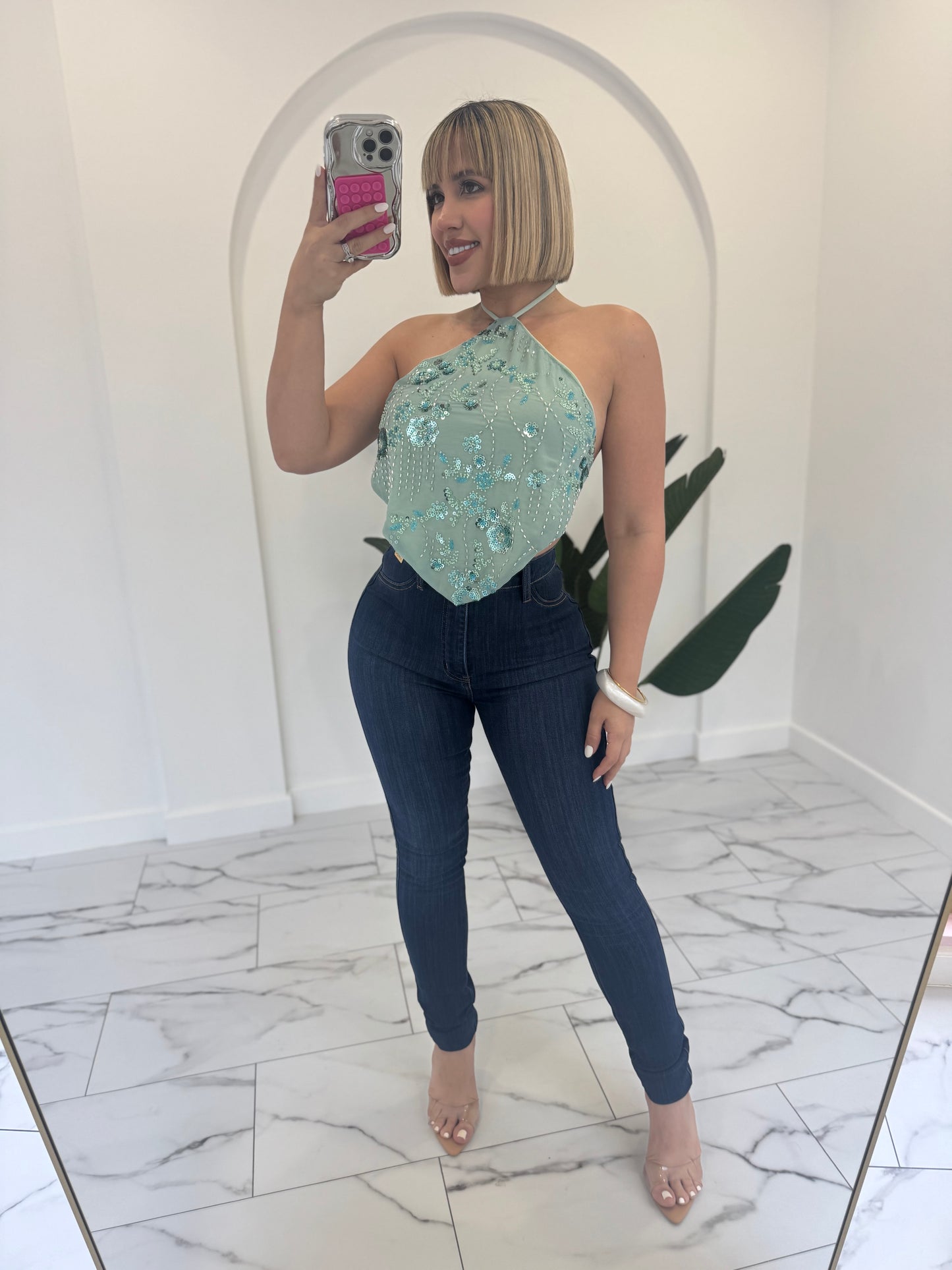 Fancy diamante top