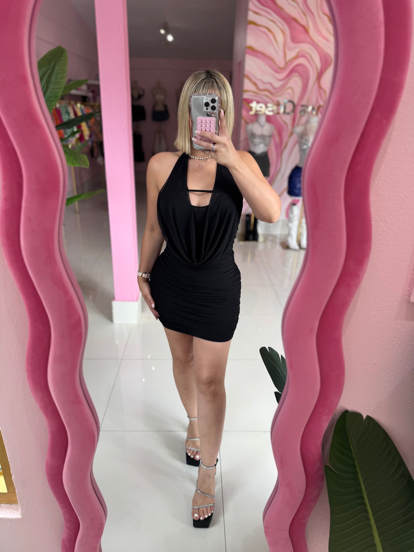 Mesh Halter mini Dress