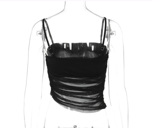 Ruched mesh top