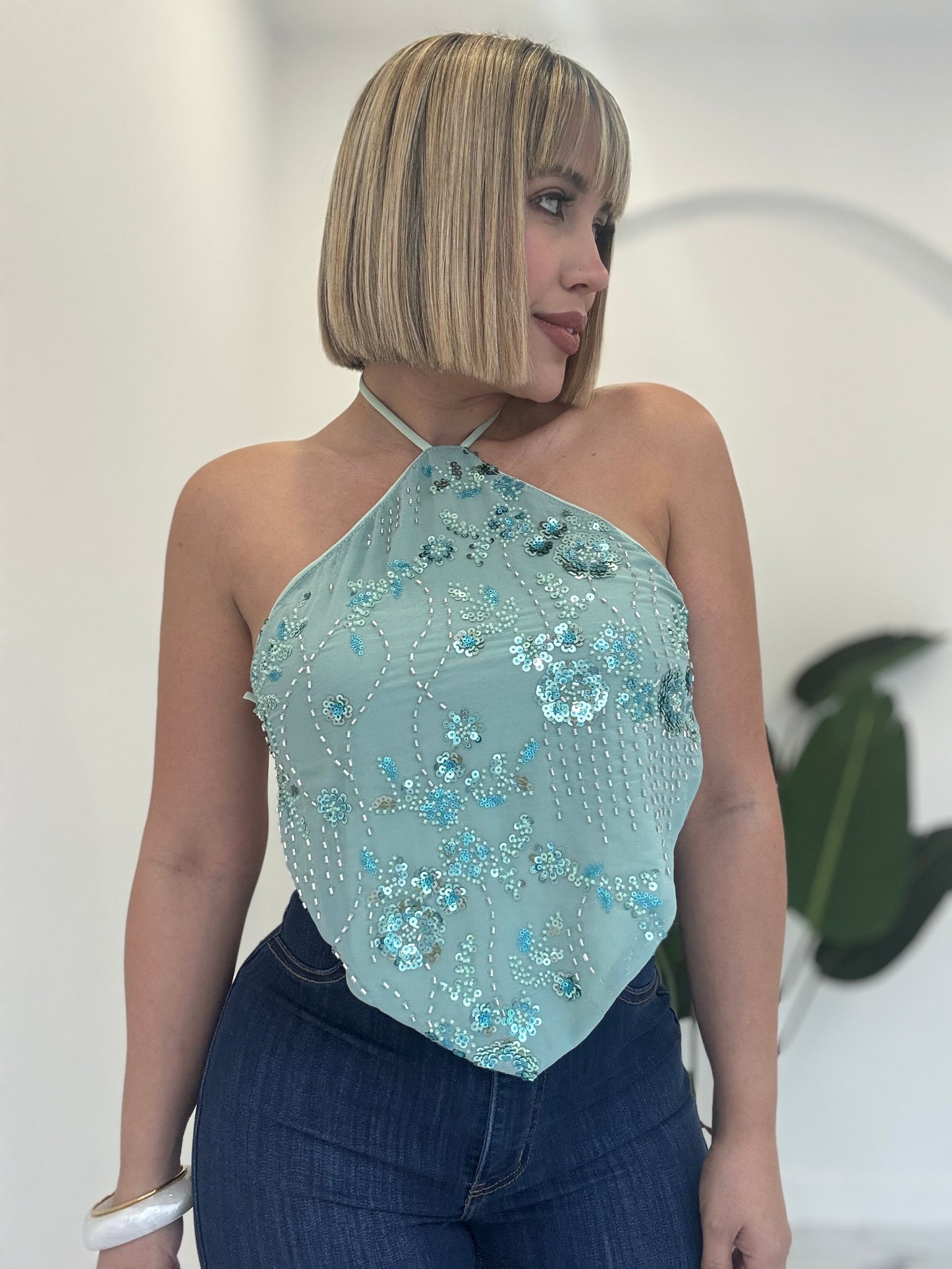 Fancy diamante top