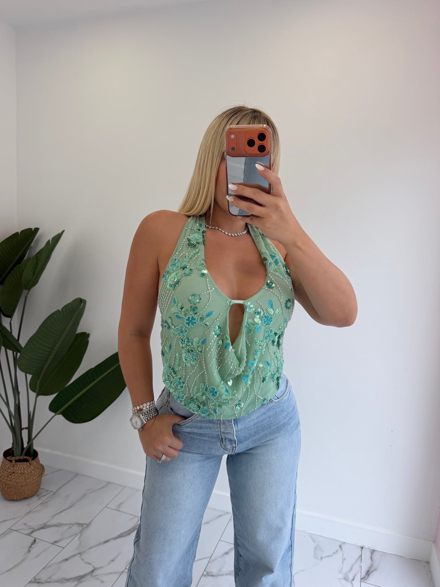 Fancy Sequins Halter top