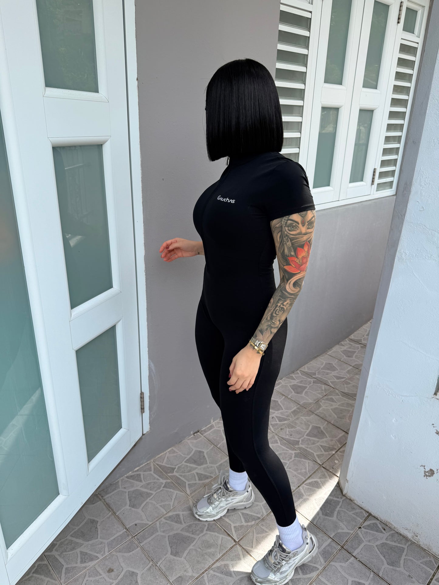 Jumpsuit Tshirt Style Zipper (Spandex) sport