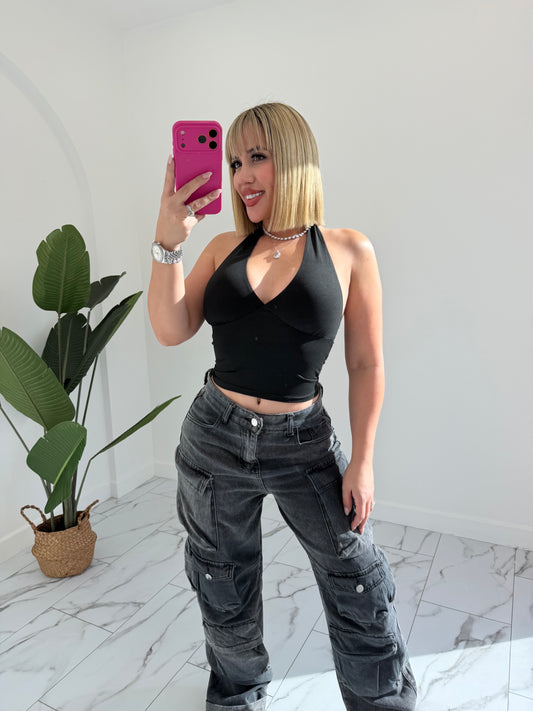 Halter black top