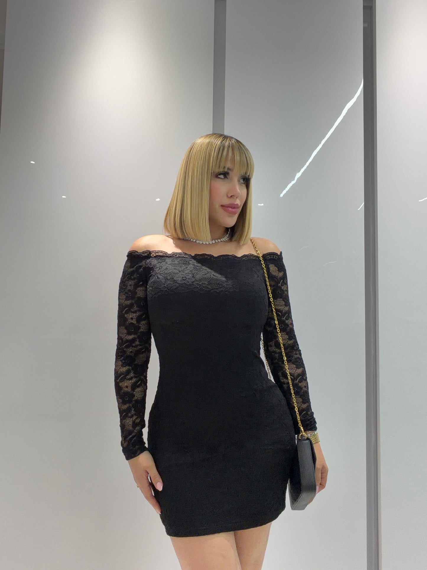 Manga larga encaje dress