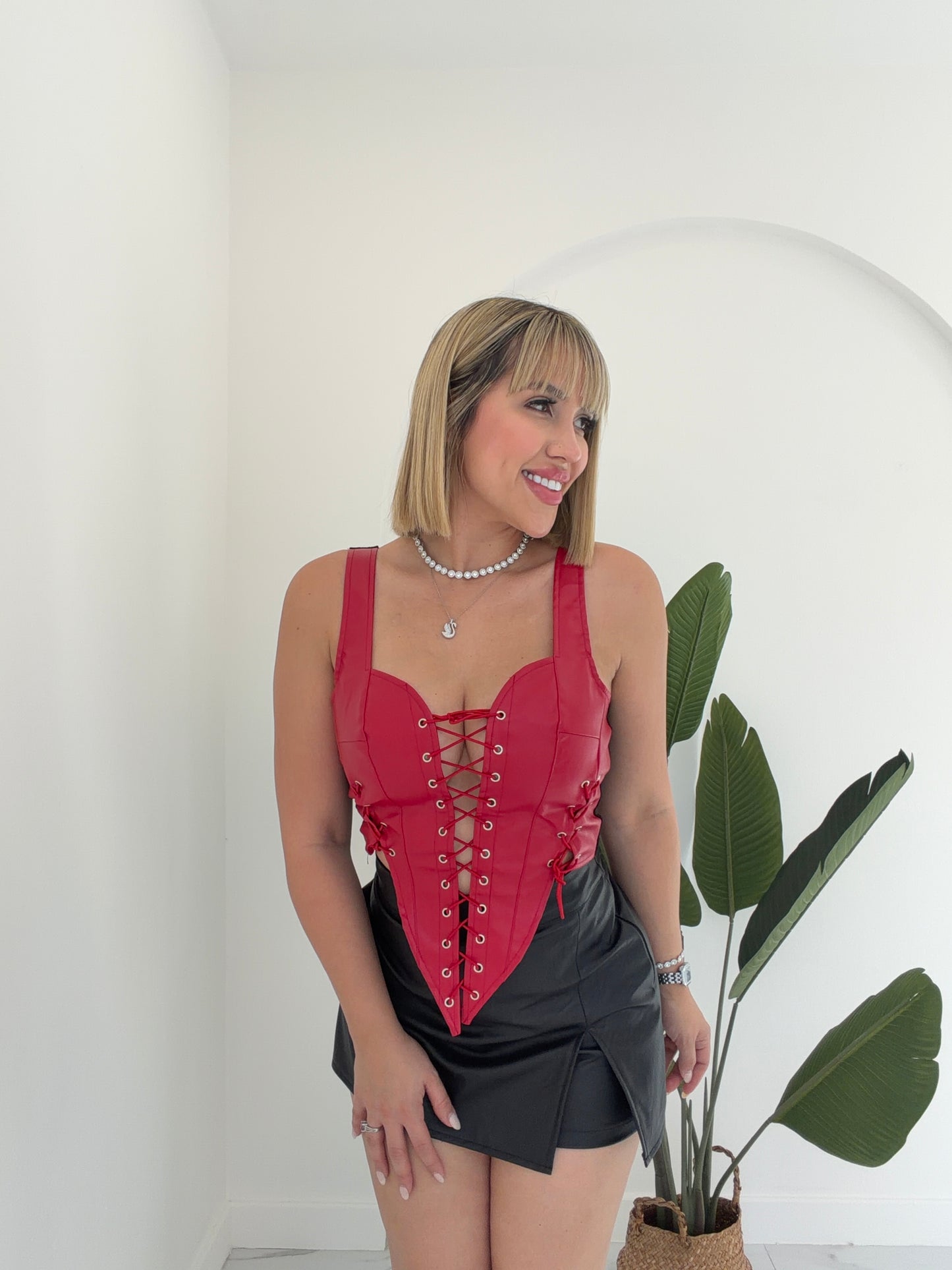 Corset leather red