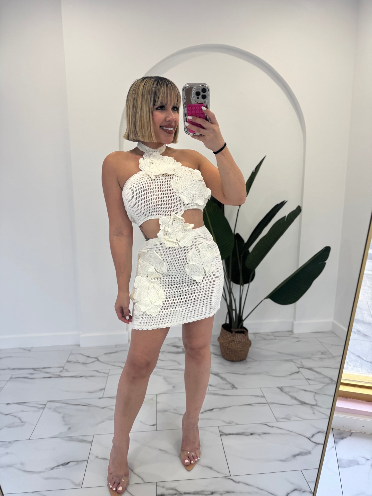 Flower knitted dress