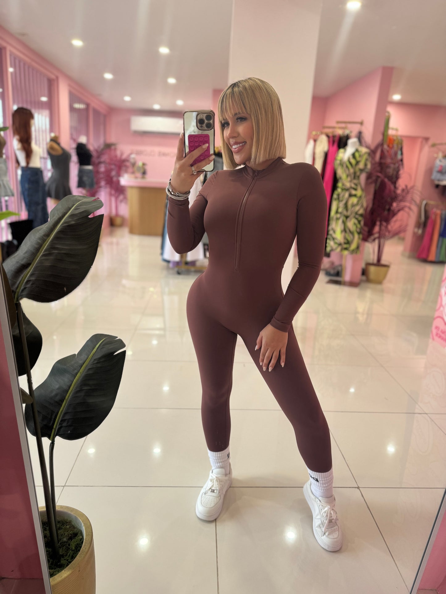Jumpsuit zipper manga larga sport