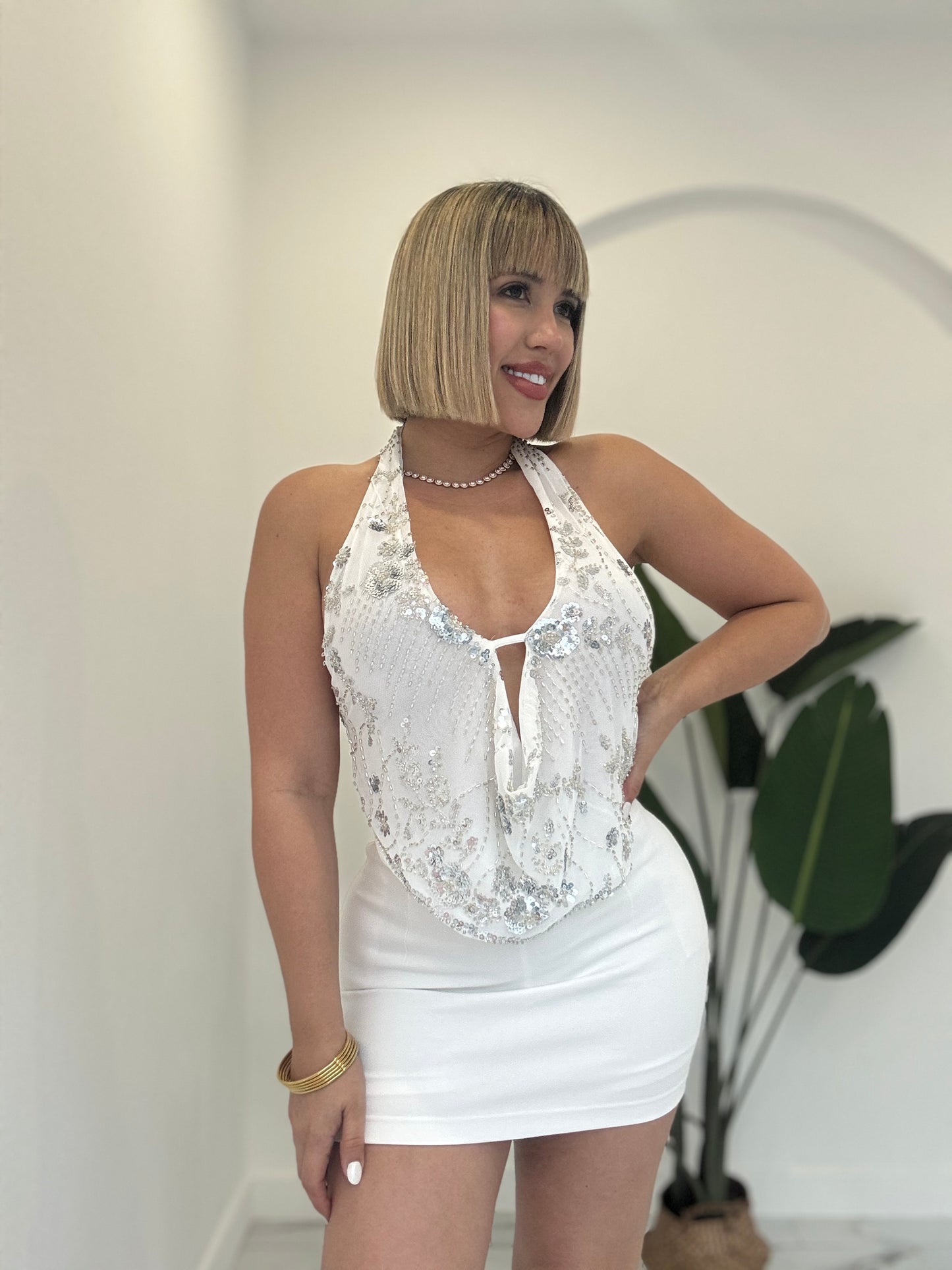 Fancy Sequins Halter top