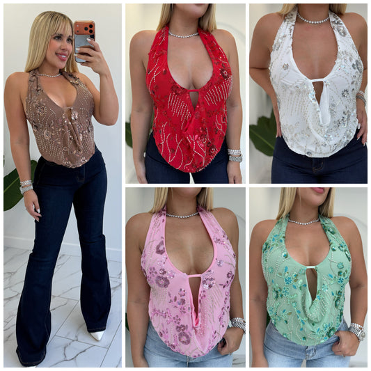 Fancy Sequins Halter top