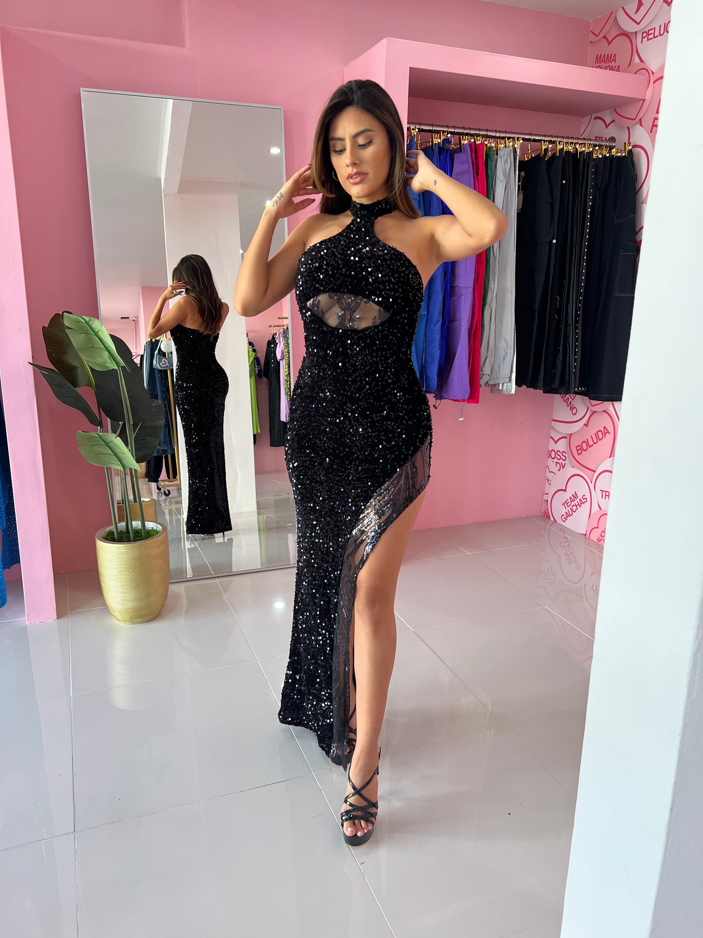 Sexy Lentejuelas Maxi Dress