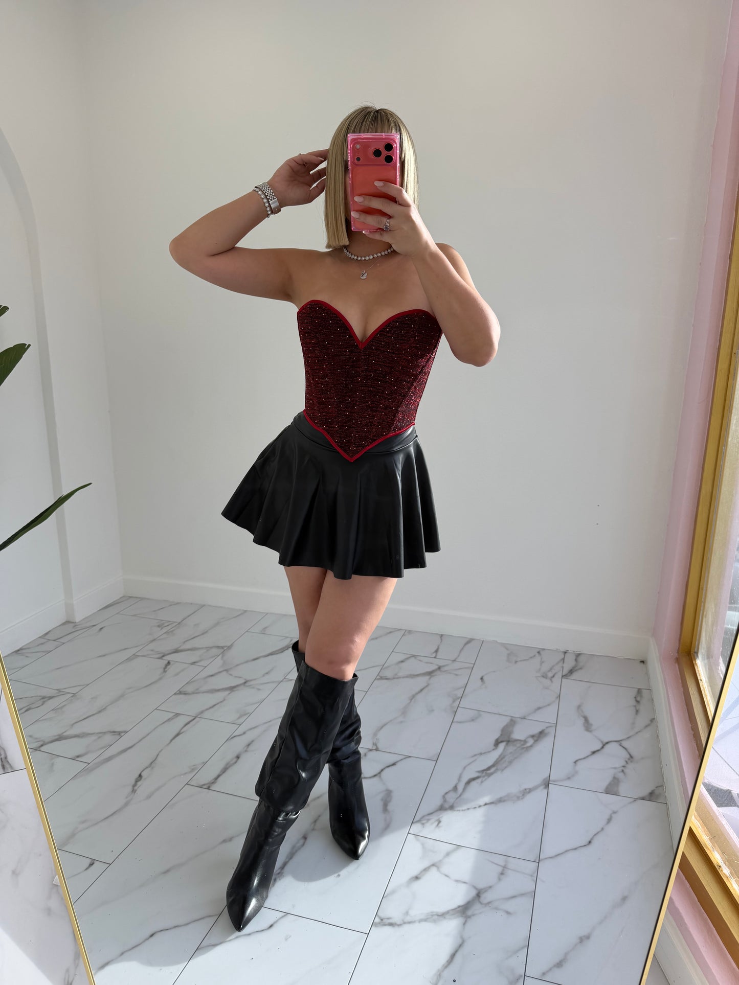 Campana leather skort