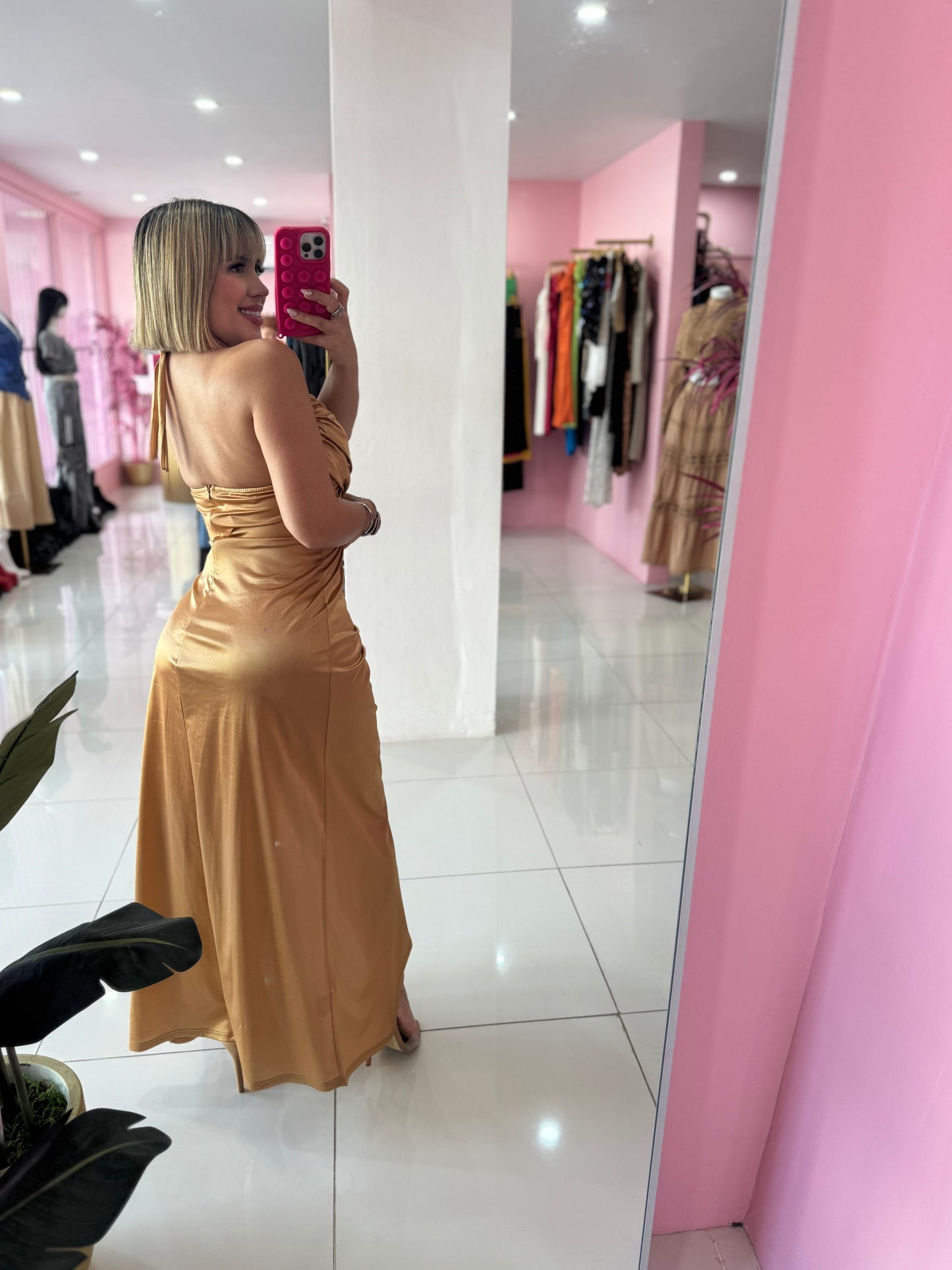 Satin Gold Long Dress