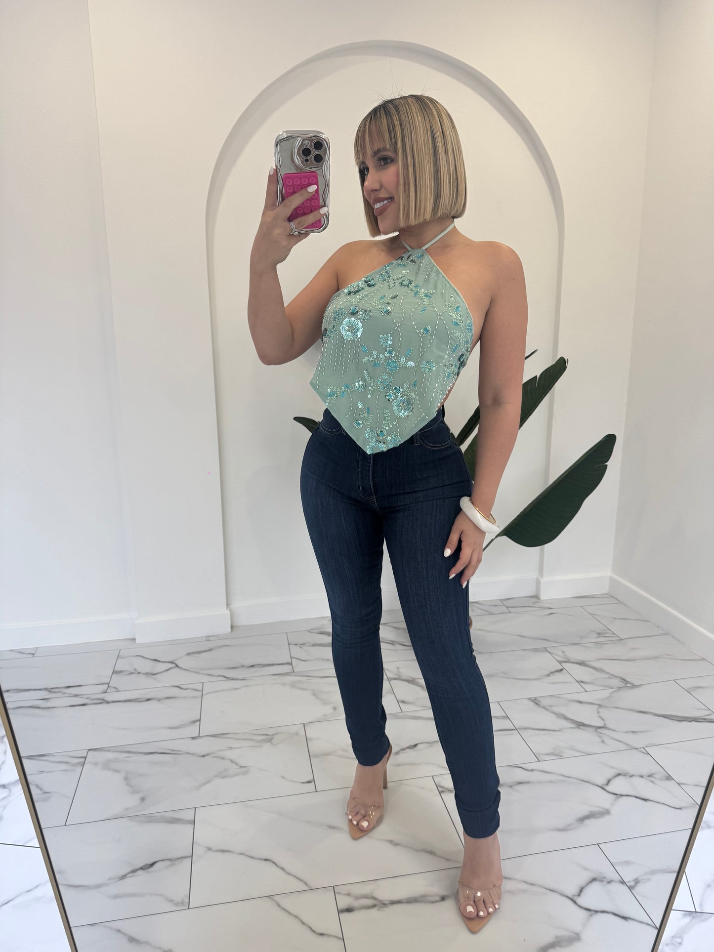 Fancy diamante top
