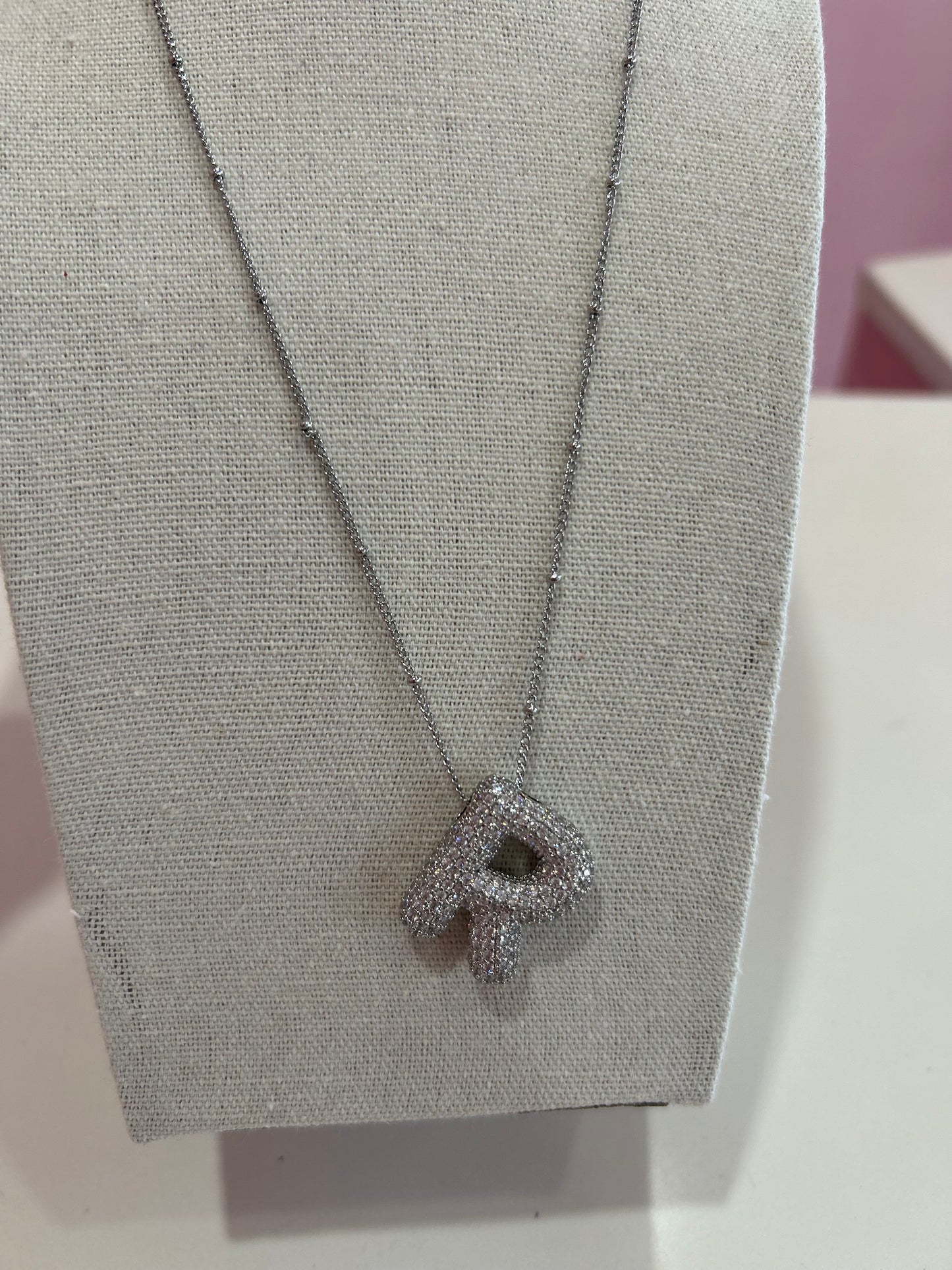 Collar Letra Circonia Stainless Steel