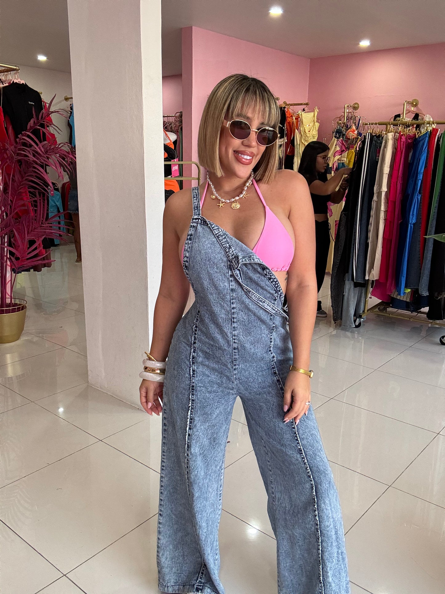 Denim mameluco
