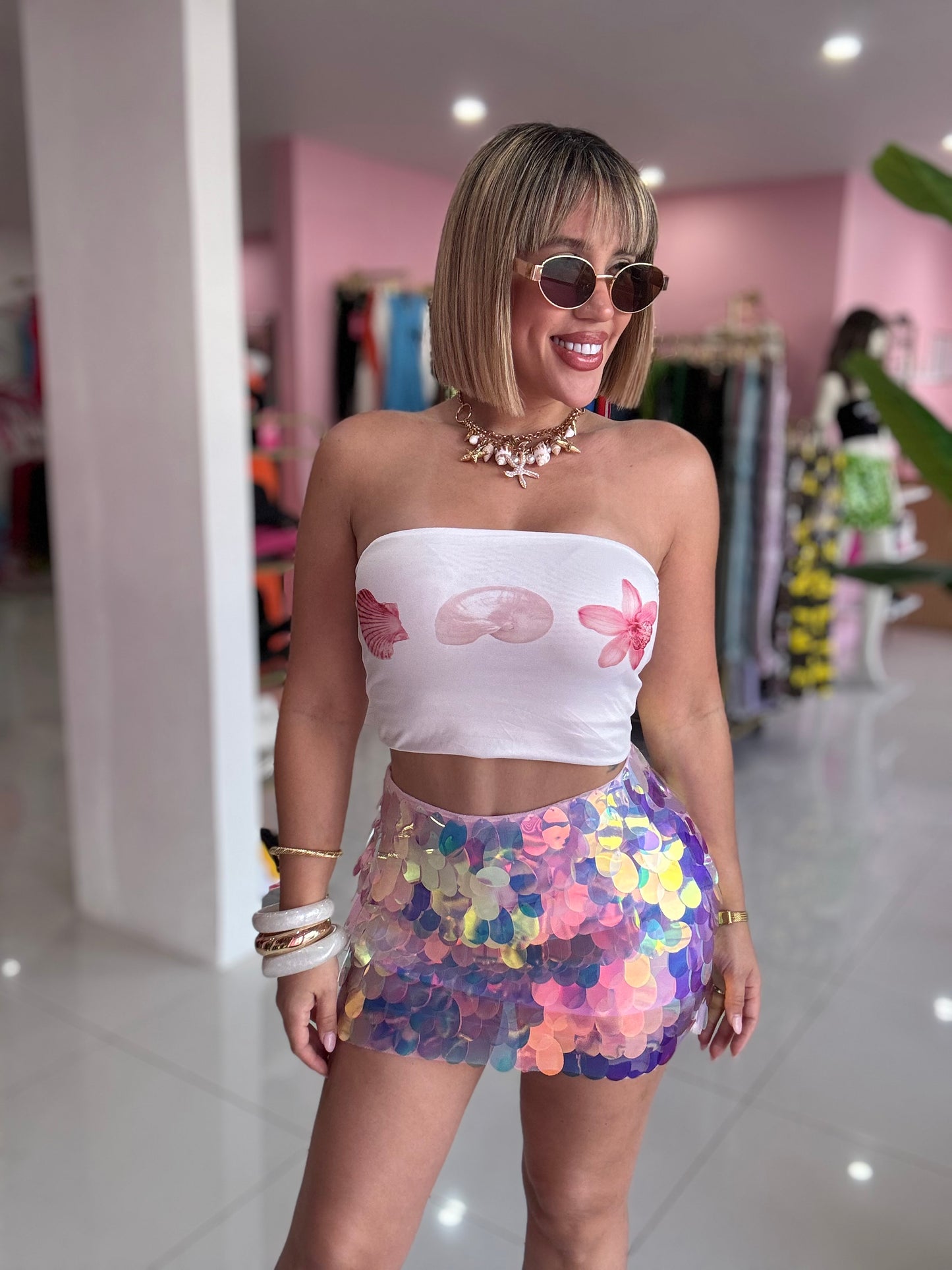 Caracoles strapless top