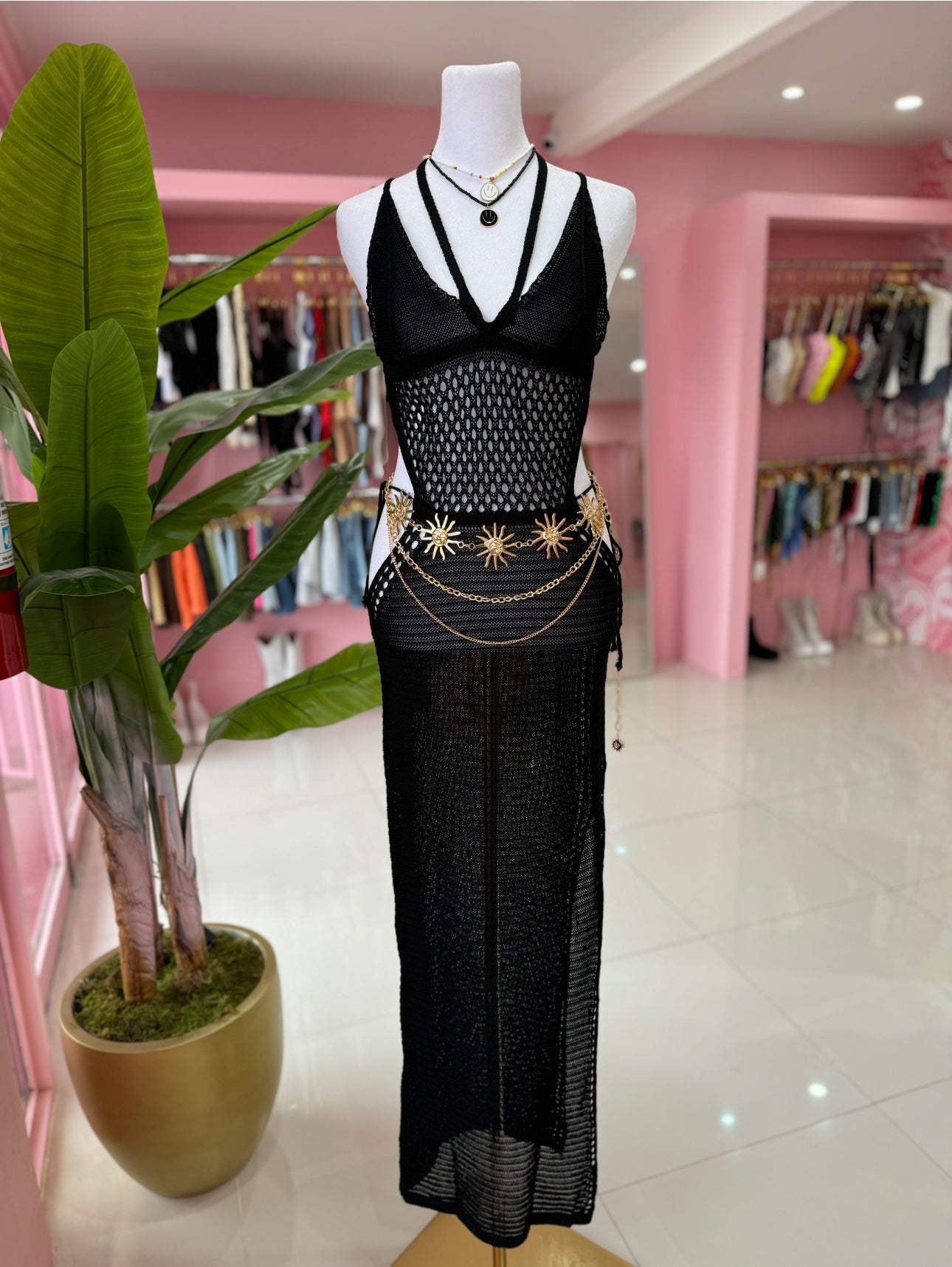 Maxi dress crochet Camel (XL)