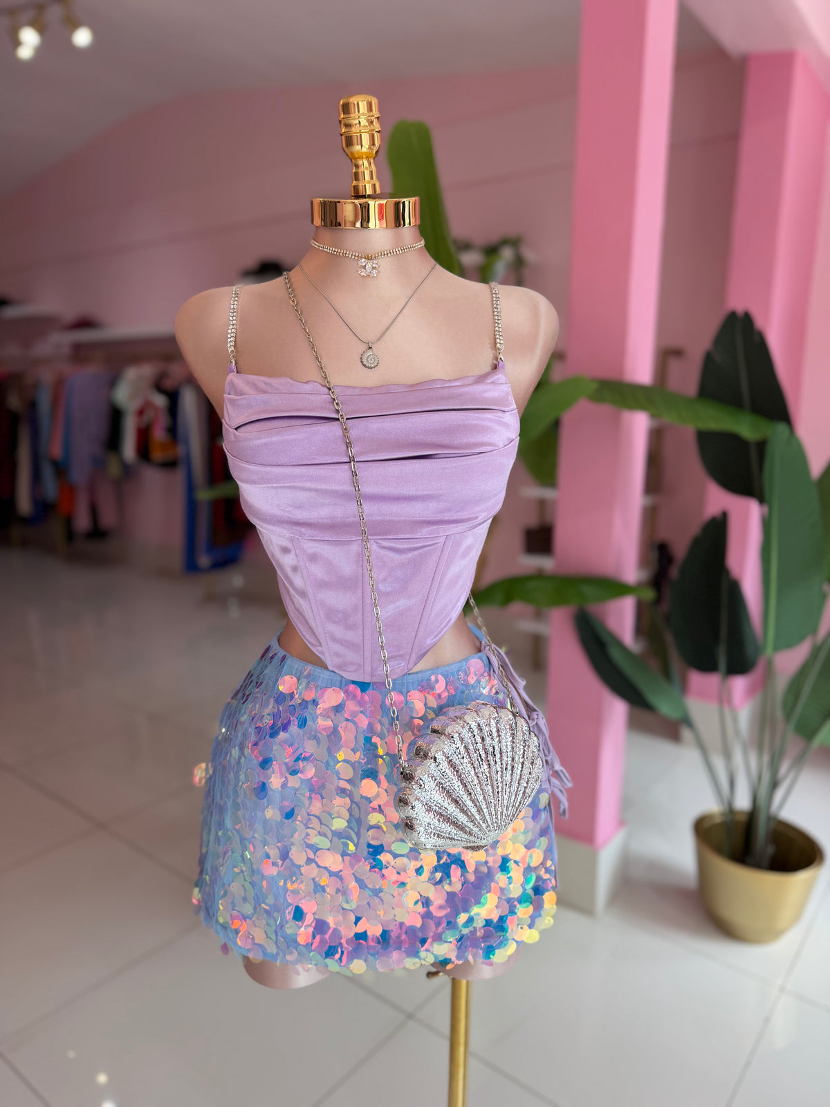 Satin Corset Rhinestone