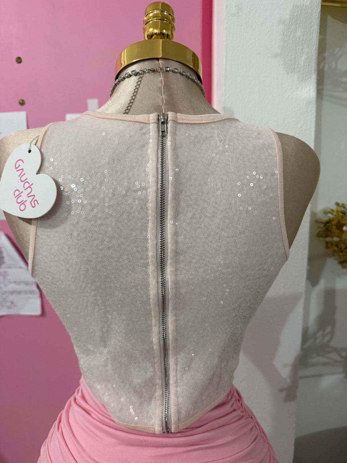 Sequins zipper top
