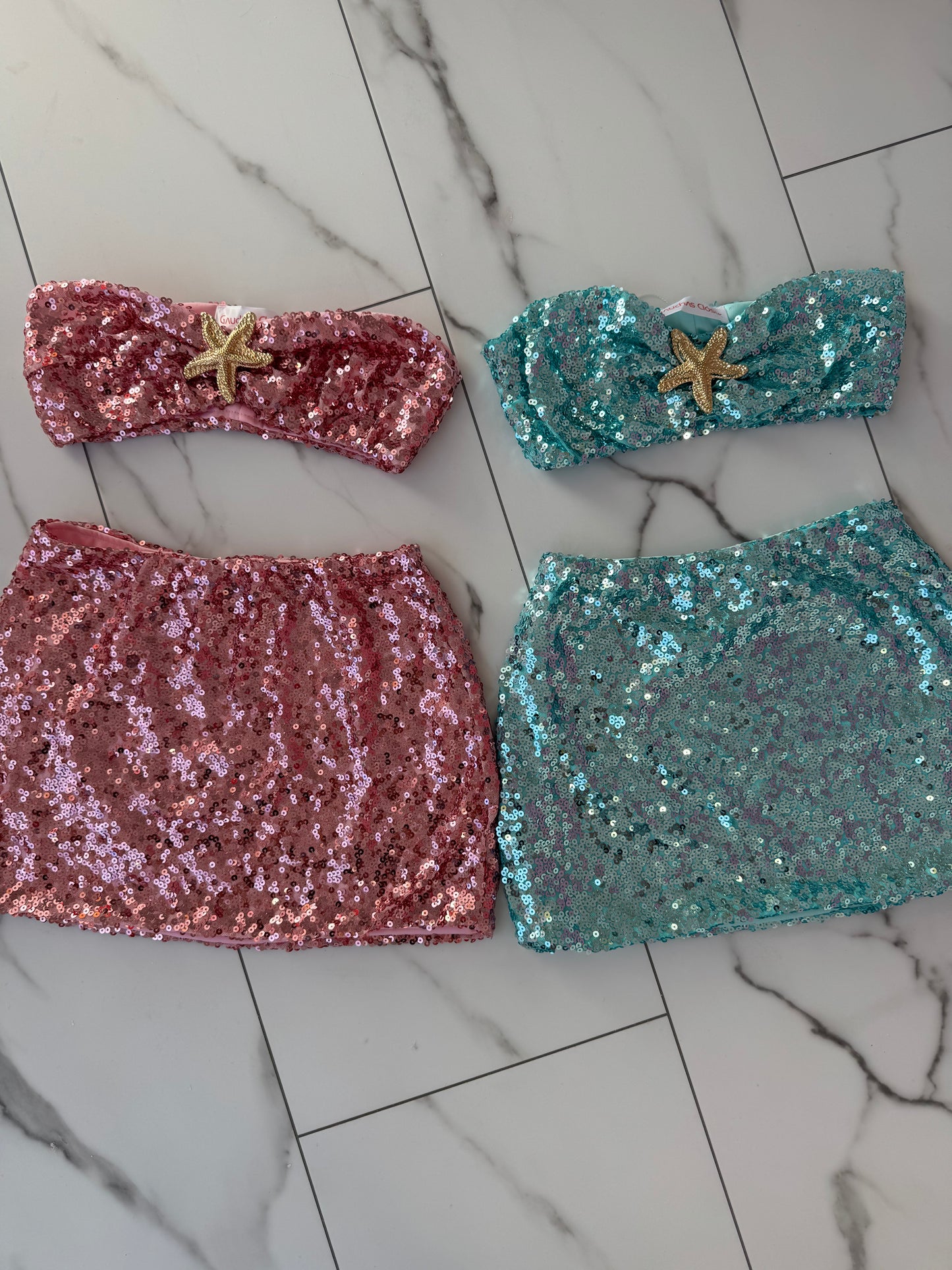 Strapless star sequins set