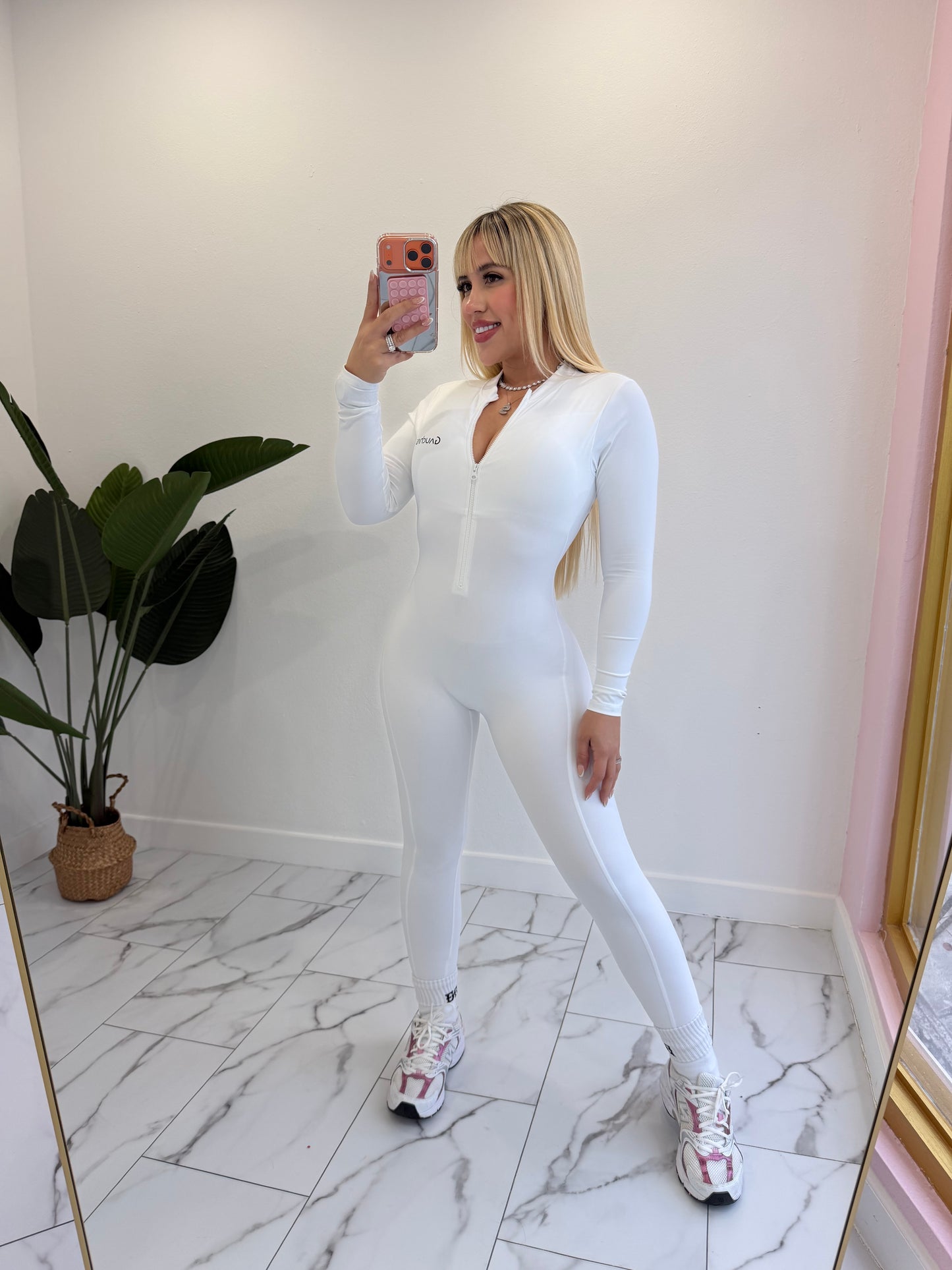 Jumpsuit zipper Skinny (espalda descubierta) manga larga