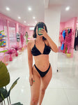 Flower black bikini set