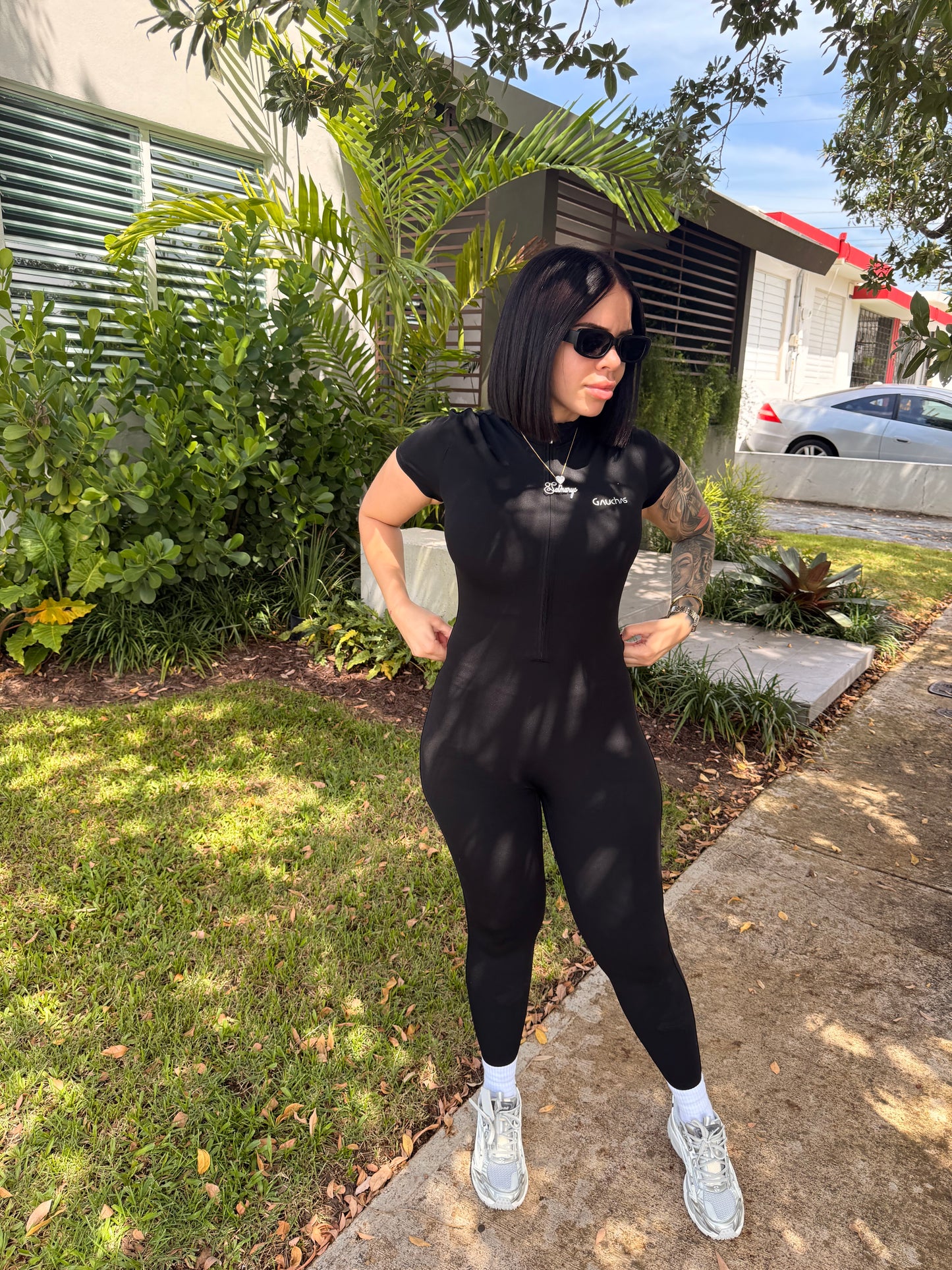 Jumpsuit Tshirt Style Zipper (Spandex) sport