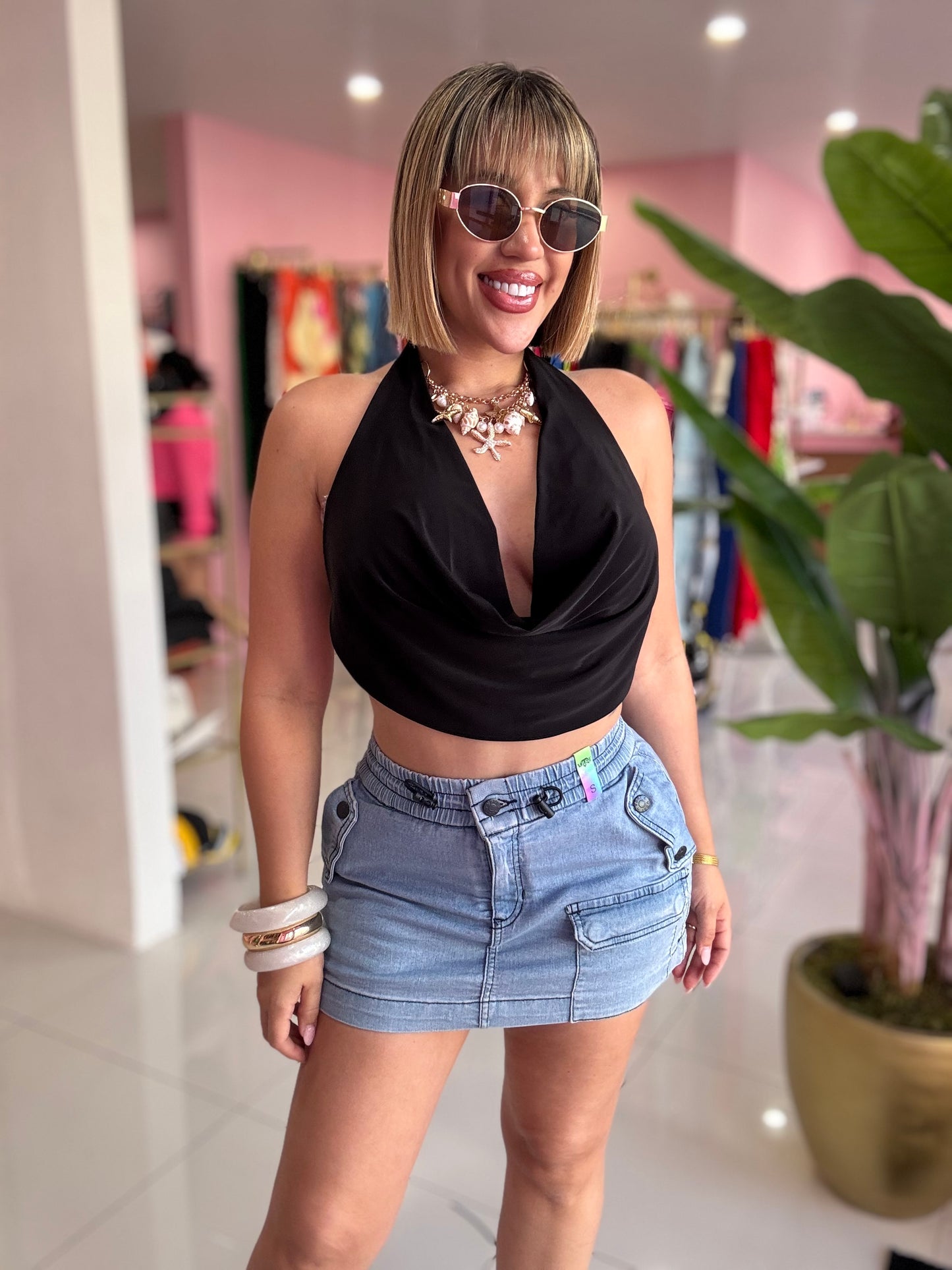 Halter escote top