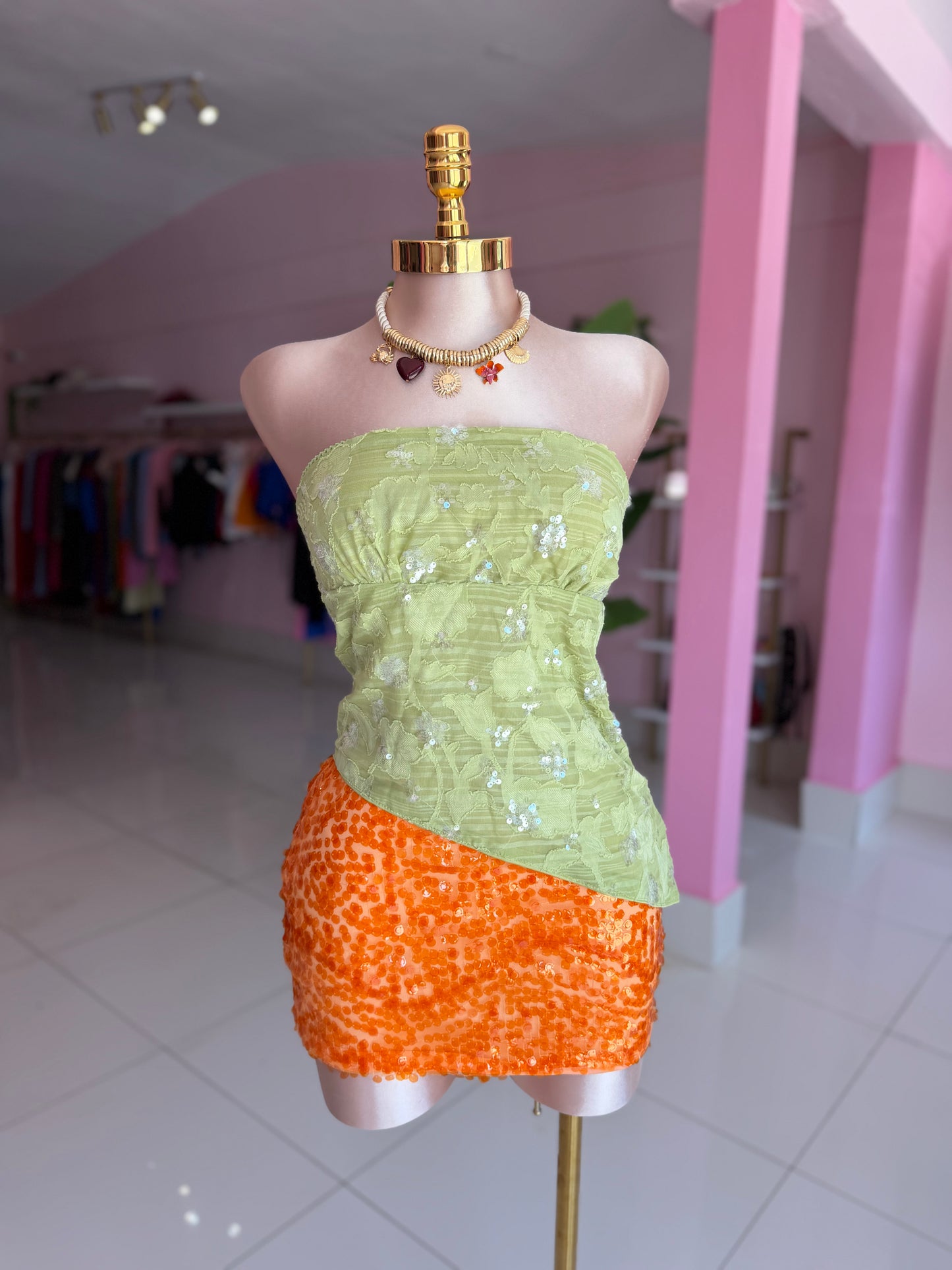 Green strapless
