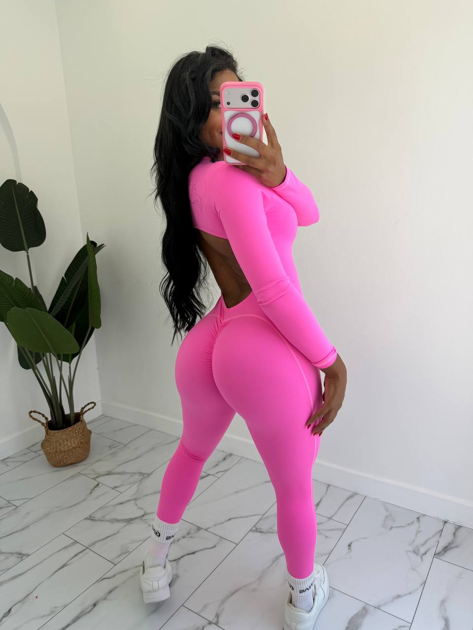 Jumpsuit zipper Skinny (espalda descubierta) manga larga