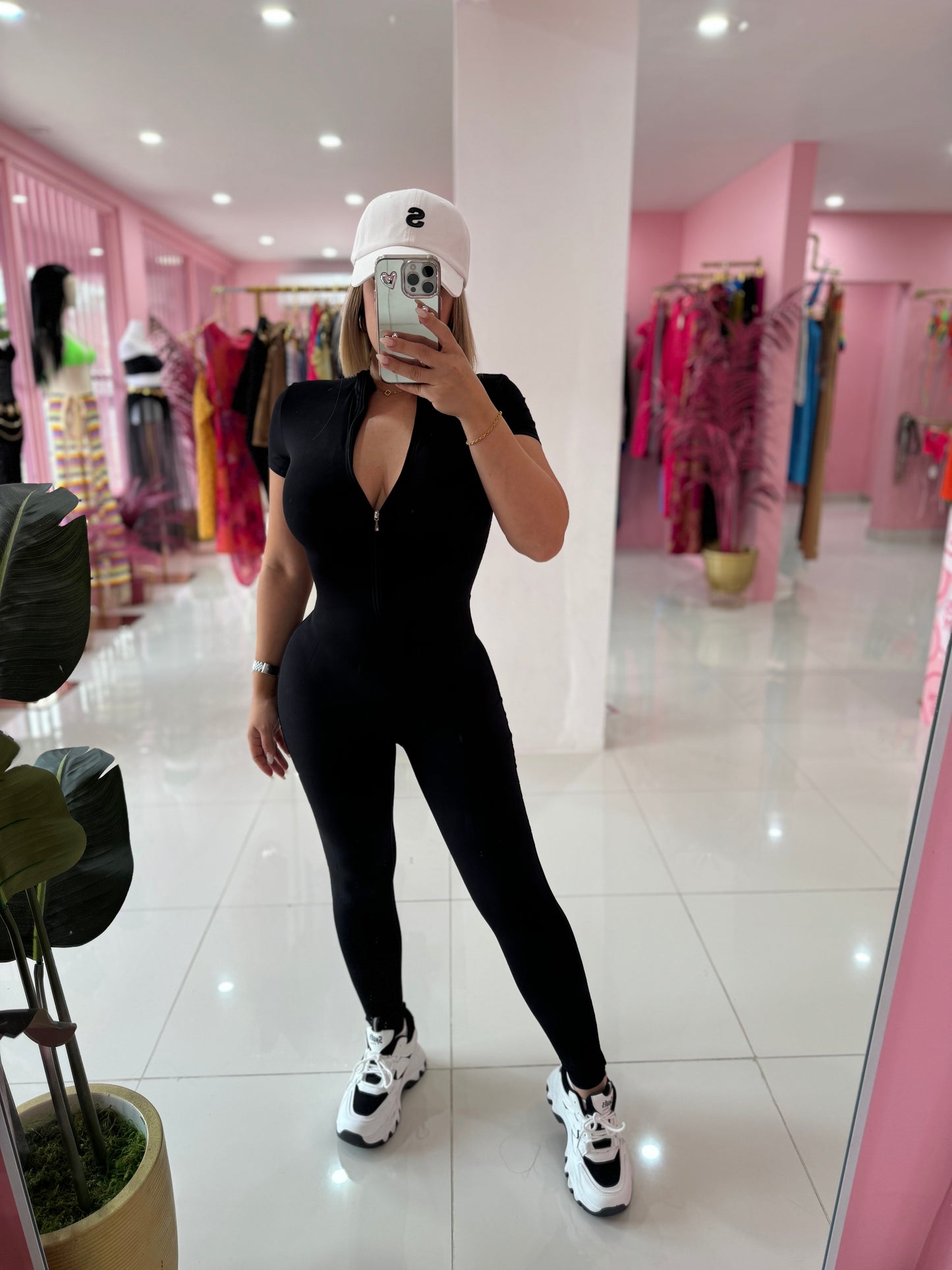 Jumpsuit Tshirt Style Zipper (Spandex) sport