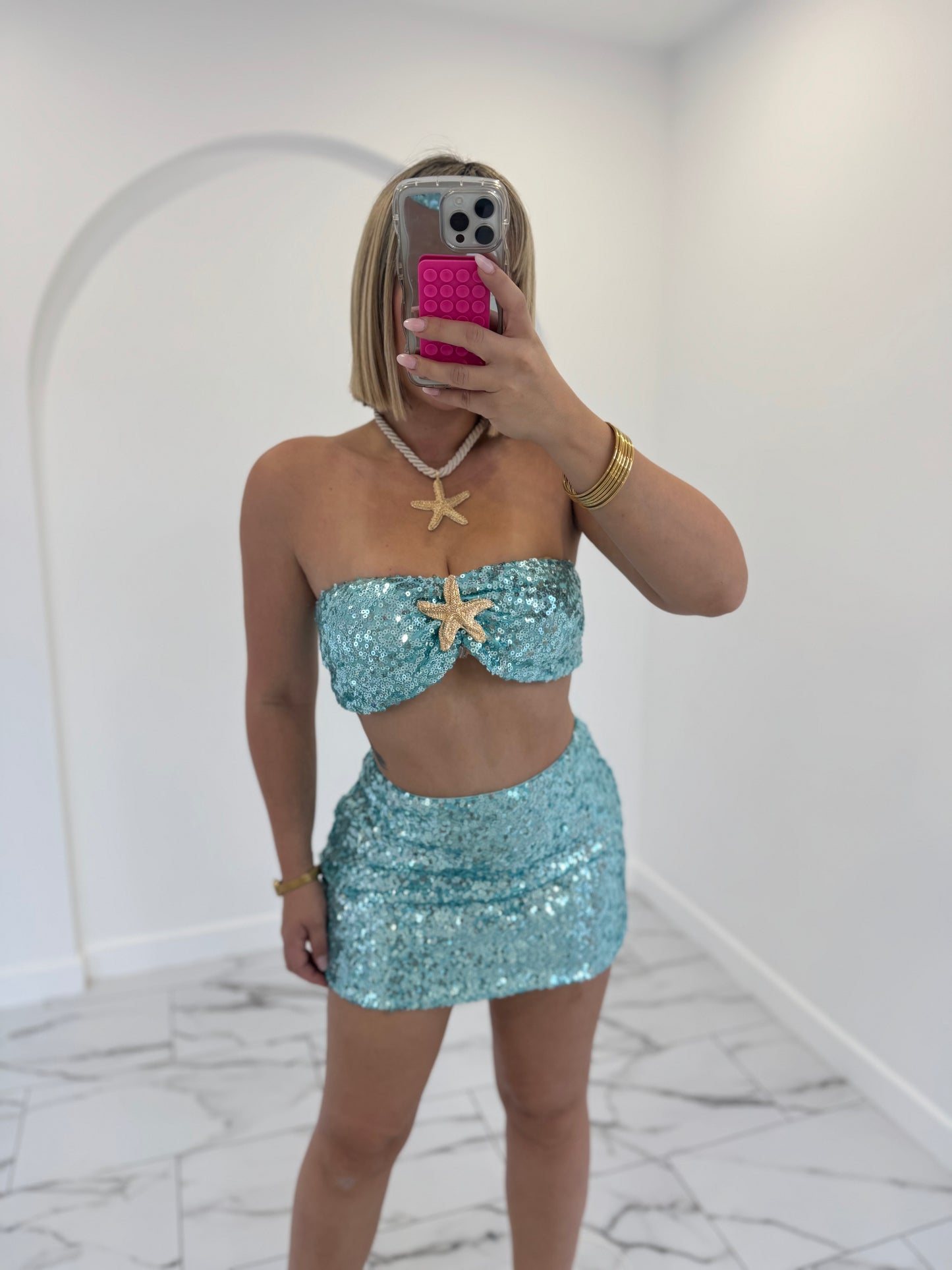 Strapless star sequins set