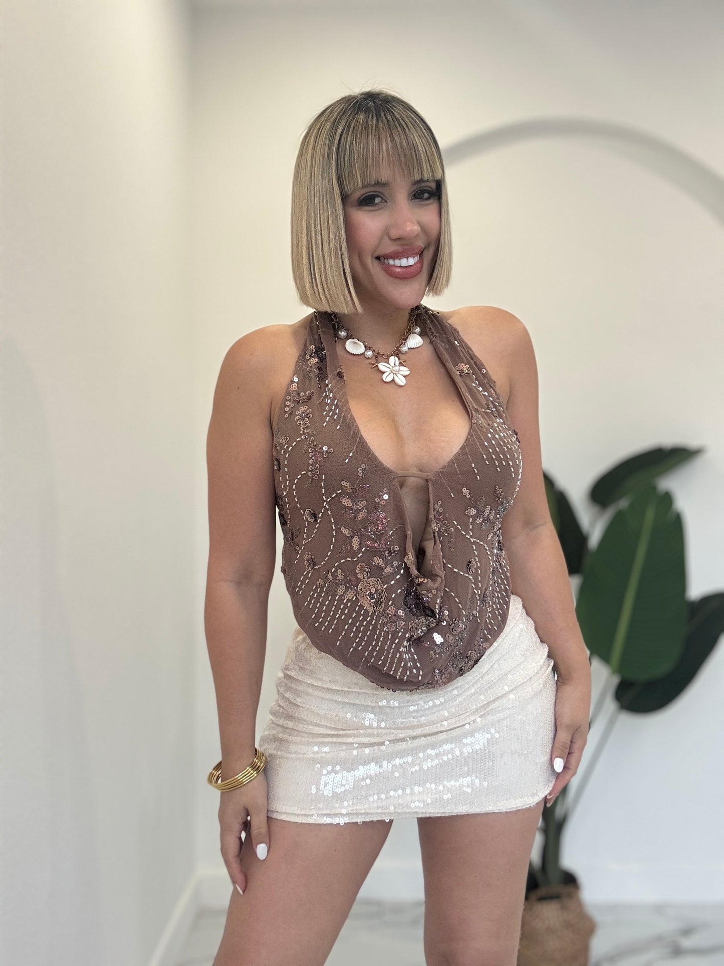 Mini sequins crema