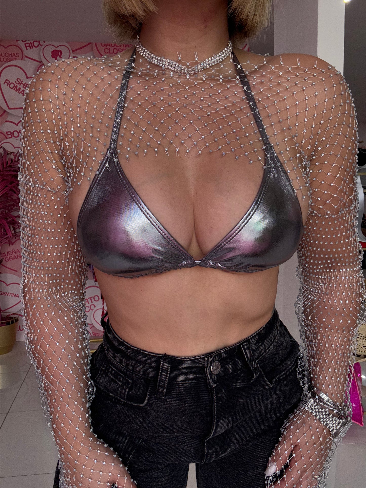 Leather Triangulito Top