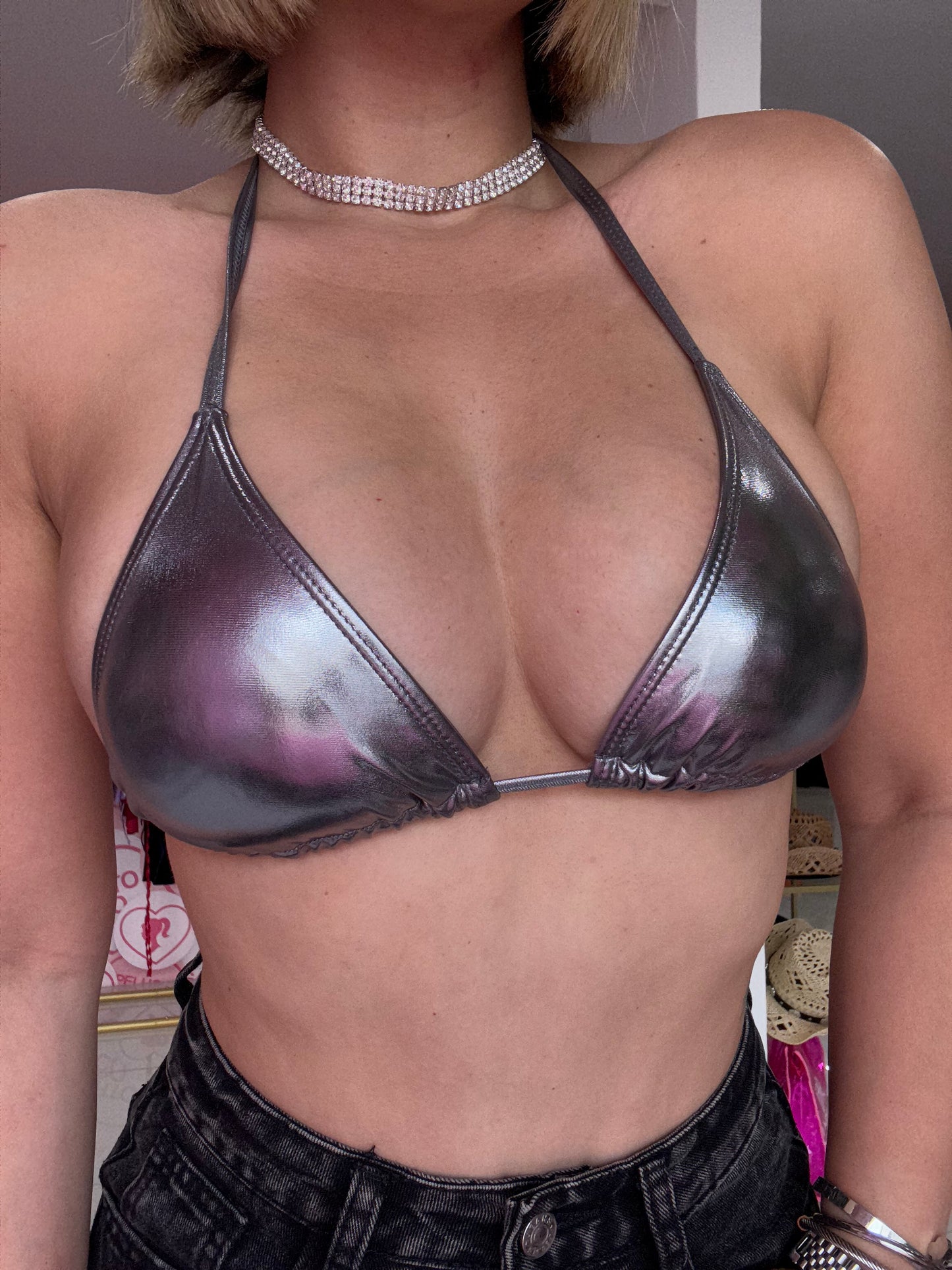 Leather Triangulito Top